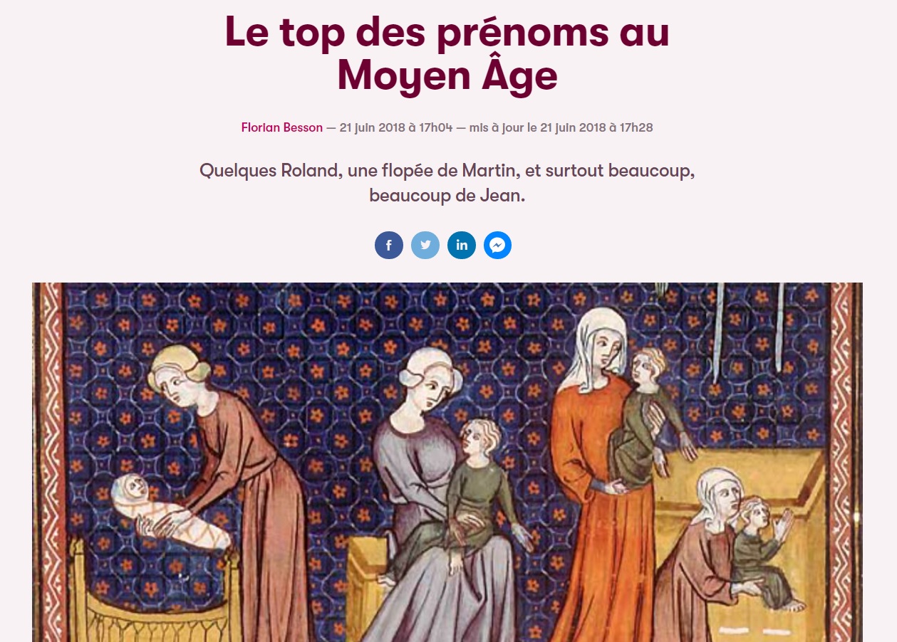 Le top des prénoms au Moyen Âge